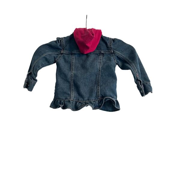 GUC Toddler Girl's Arizona Jean Jacket with Hood Zips Snaps Flower Size 24 Mo - Picture 2 of 7